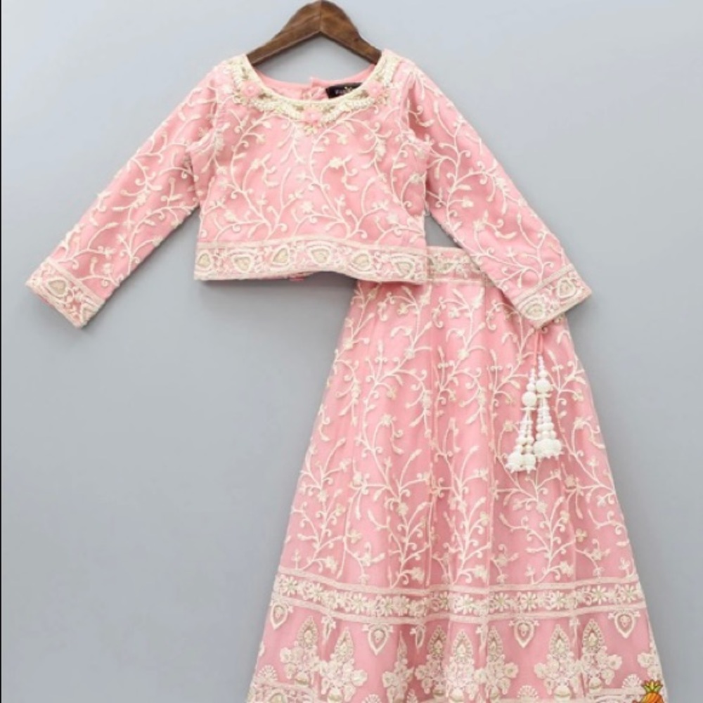 Embroidered Sequin Top And Lehenga